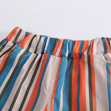 Toddler Boy Striped Lapel Tee and Shorts Set