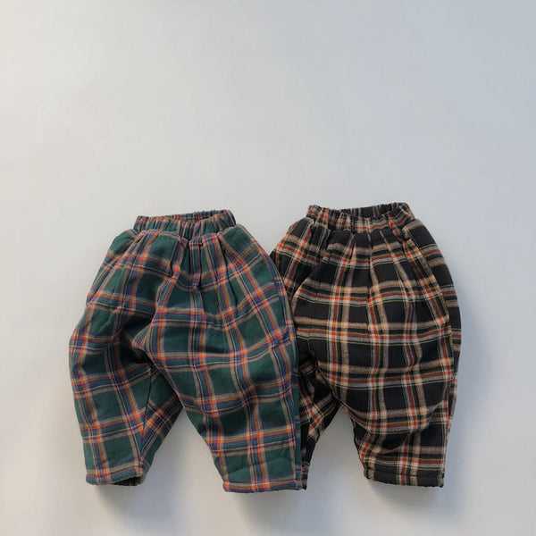 Toddler Plaid Fleece Lined Retro Style Pants
