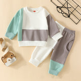 Baby Design Color Block Sweatsuit 2 Pieces Set