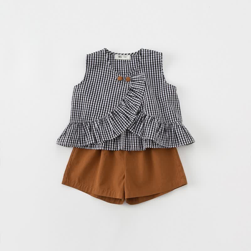 Baby Toddler Plaid Blouse and Shorts Set
