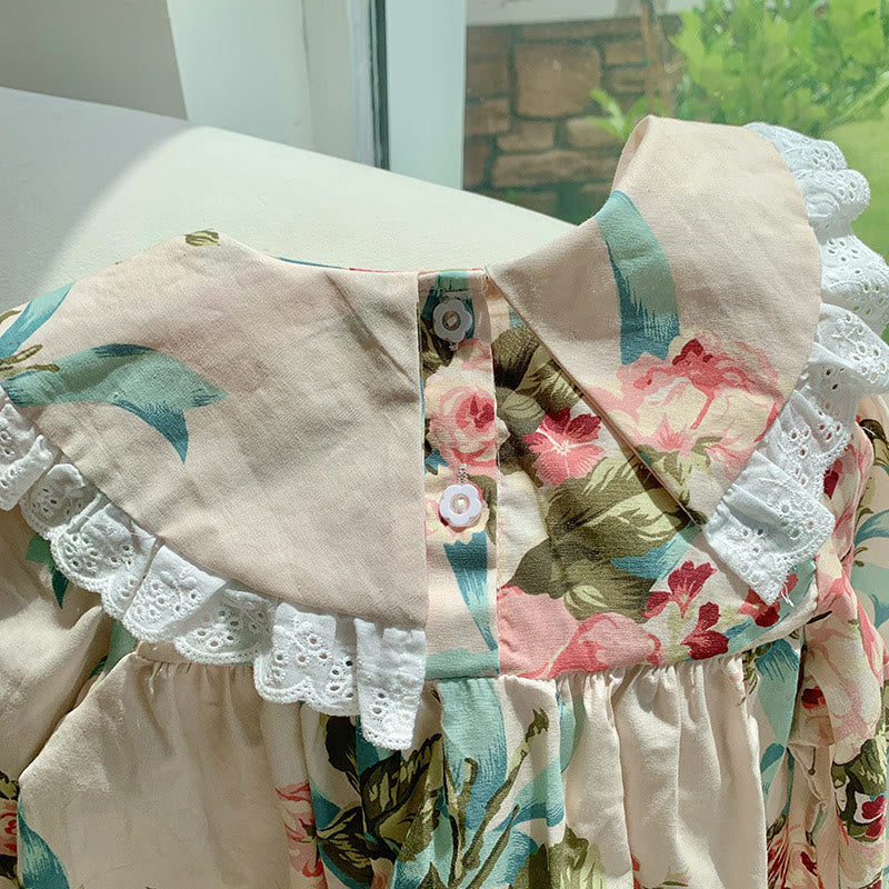 Toddler Girl Flower Flounced Collar Dress