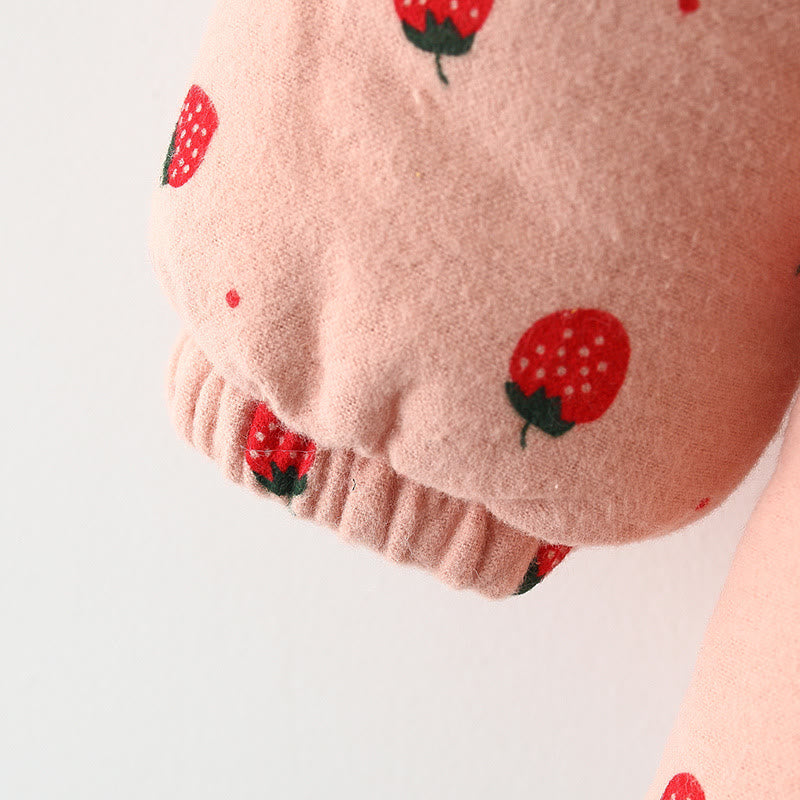Baby Toddler Ears Strawberry Quilted Coat with Bag