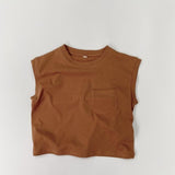 Toddler Boy Solid Color Crew Neck Pocket Tank Top