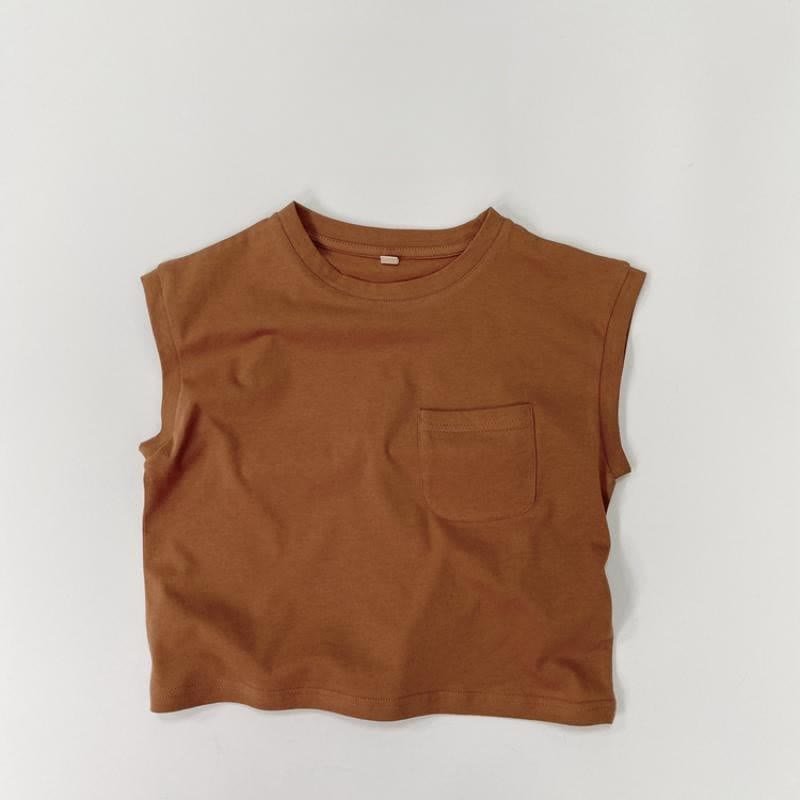 Toddler Boy Solid Color Crew Neck Pocket Tank Top