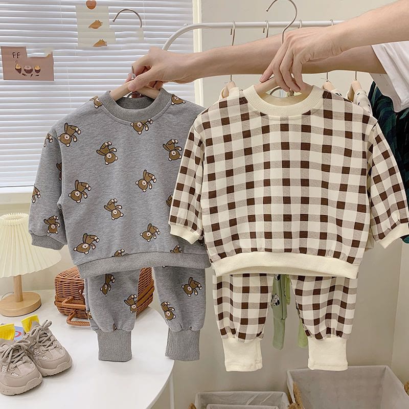 Toddler Bear Plaid 2 Pieces Set
