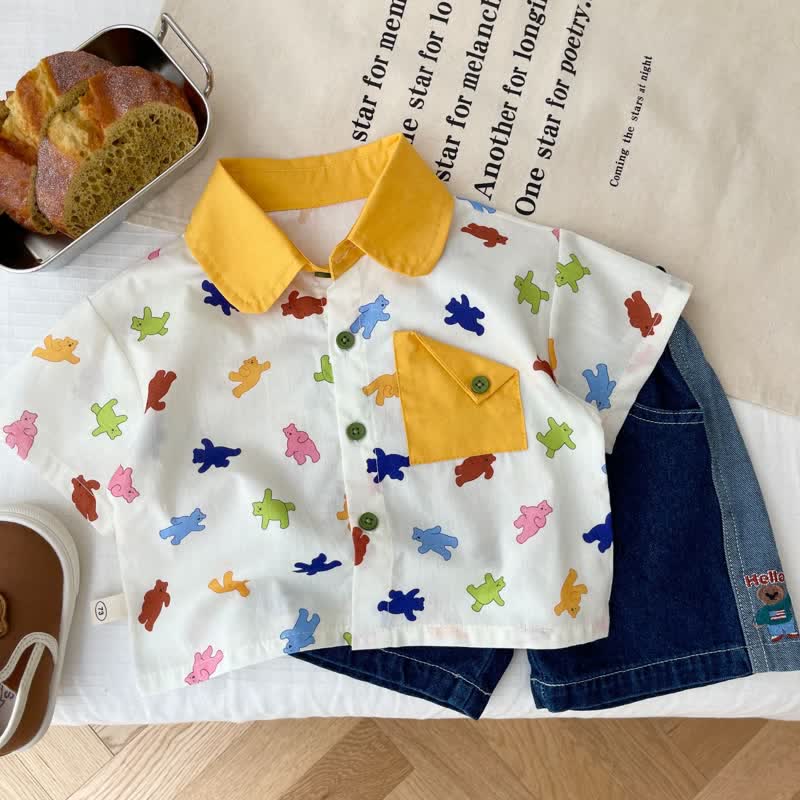 Baby Toddler Bear Polo Collar Shirt