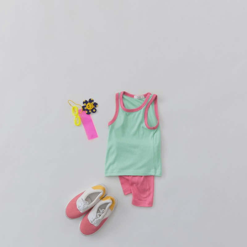 Baby Toddler Color Block Tank Top and Shorts Set