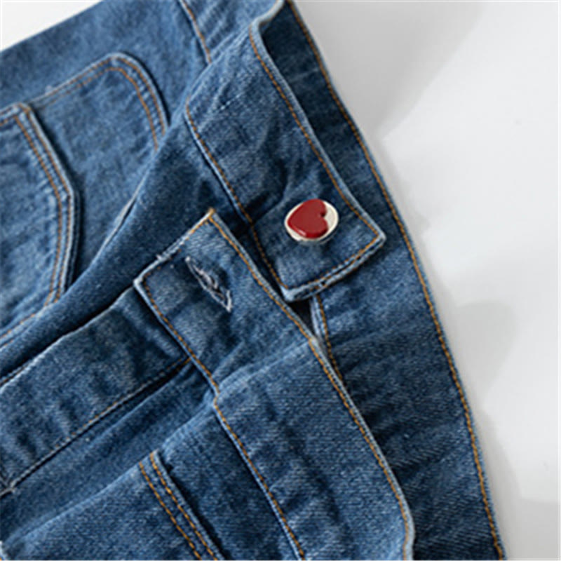 Toddler Girl Denim Heart Collar Blouse