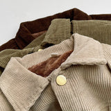 Toddler Solid Color Fleece Lined Corduroy Button Coat