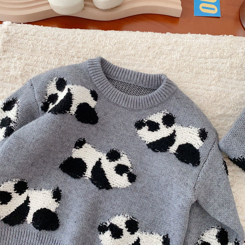 Toddler Lovely Panda Knitted Jacquard Sweater