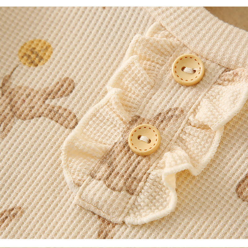 Toddler Girl Bear Lace Trim Shirt and Pants Set