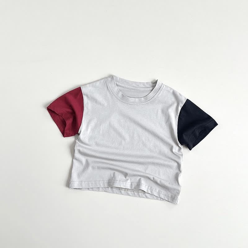 Toddler Boy Contrast Sleeve Loose Tee