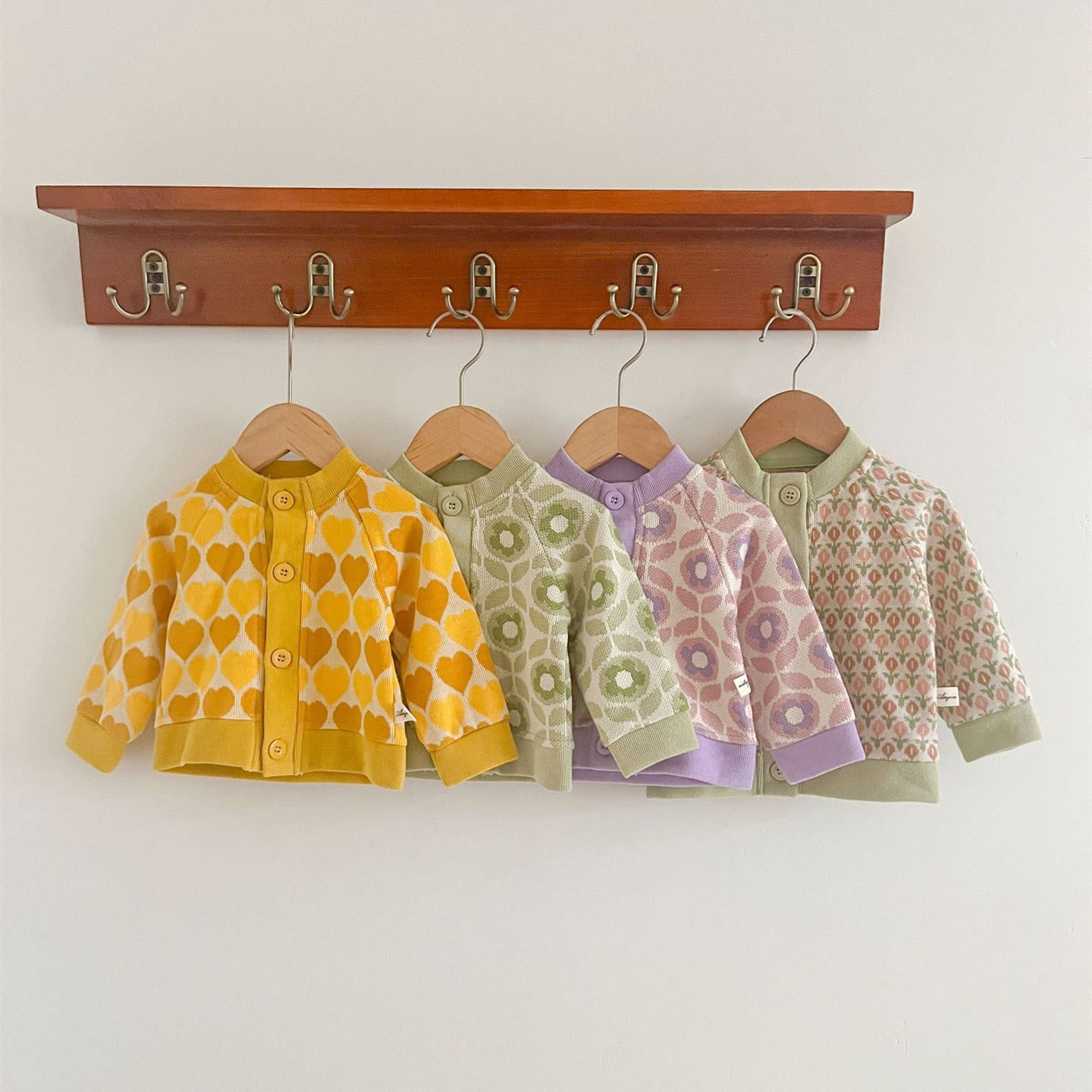 Baby Girl Sweet Knitted Heart Flower Cardigan