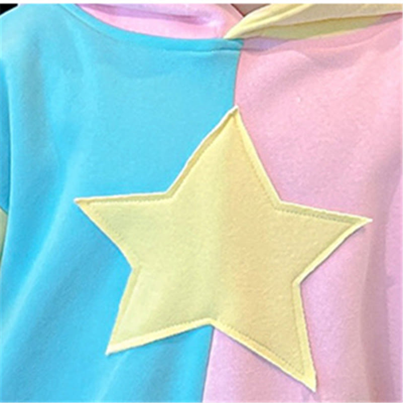 Toddler Girl Macaron Color Star Sweet Hoodie