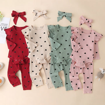 Baby Heart Bodysuit Pants and Headband Set