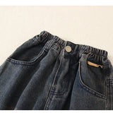 Toddler Black Denim Retro Style 2 Pieces Set