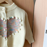 Toddler 3D Dots Heart Knitted Cardigan