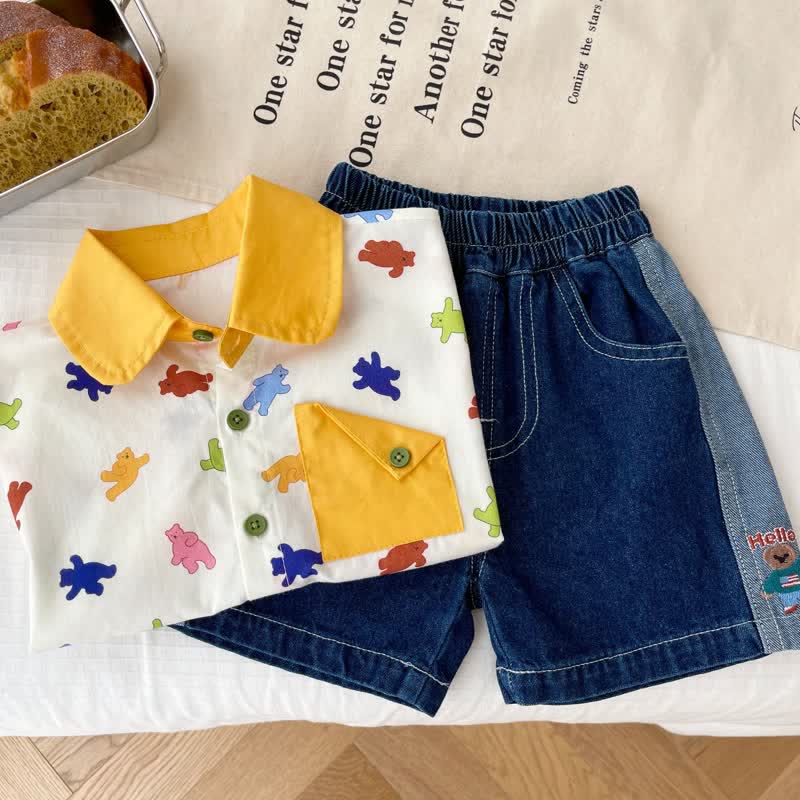 Baby Toddler Bear Polo Collar Shirt