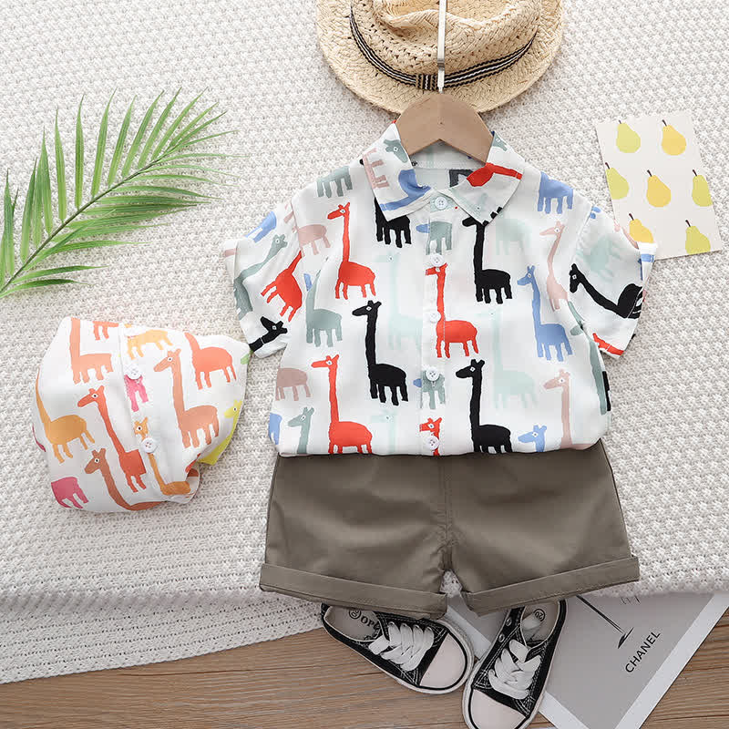 Toddler Giraffe Polo Shirt and Shorts Set
