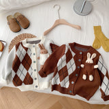 Toddler Diamond Pocket Bunny Color Block Cardigan