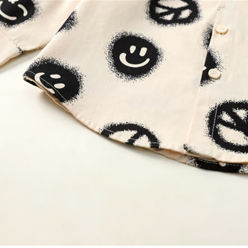 Toddler Boy Beige Smile Lapels Shirt