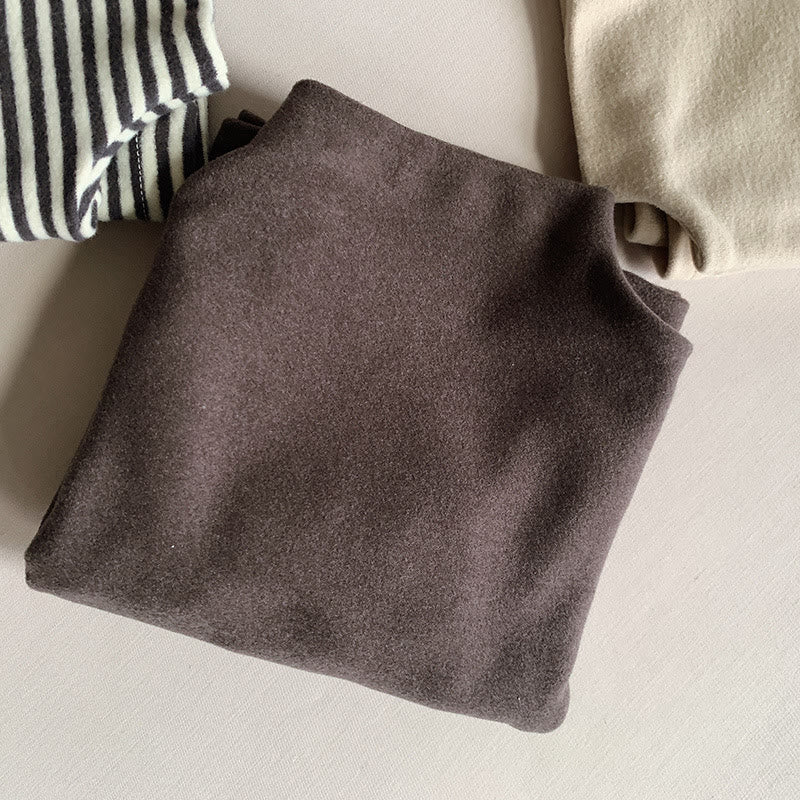 Toddler High Collar Solid Color Warm T-shirt