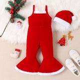 Toddler Party Silk Bell-bottomed Strap Romper with Hat