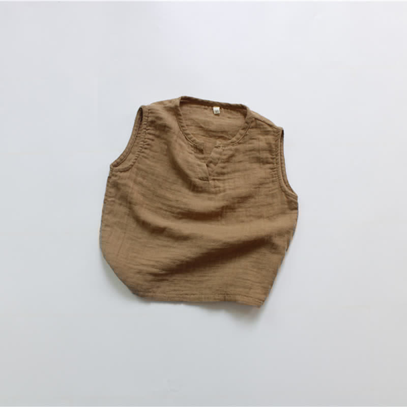 Toddler Retro Solid Color V Neck Tank Top