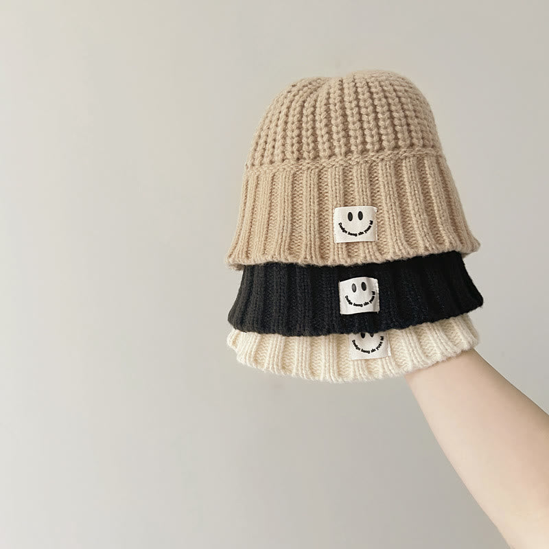 Baby Happy Face Solid Color Knitted Beanie