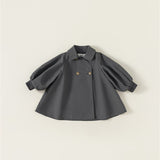 Toddler Girl Lapels Puff Sleeves Simple Coat