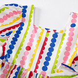 Toddler Colorful Dot Square Neck Dress