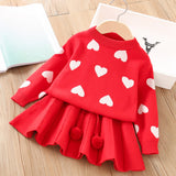 Toddler Girl Heart Sweater and Skirts Set