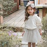 Toddler Girl Lace Sweet Solid Color Sweatshirt