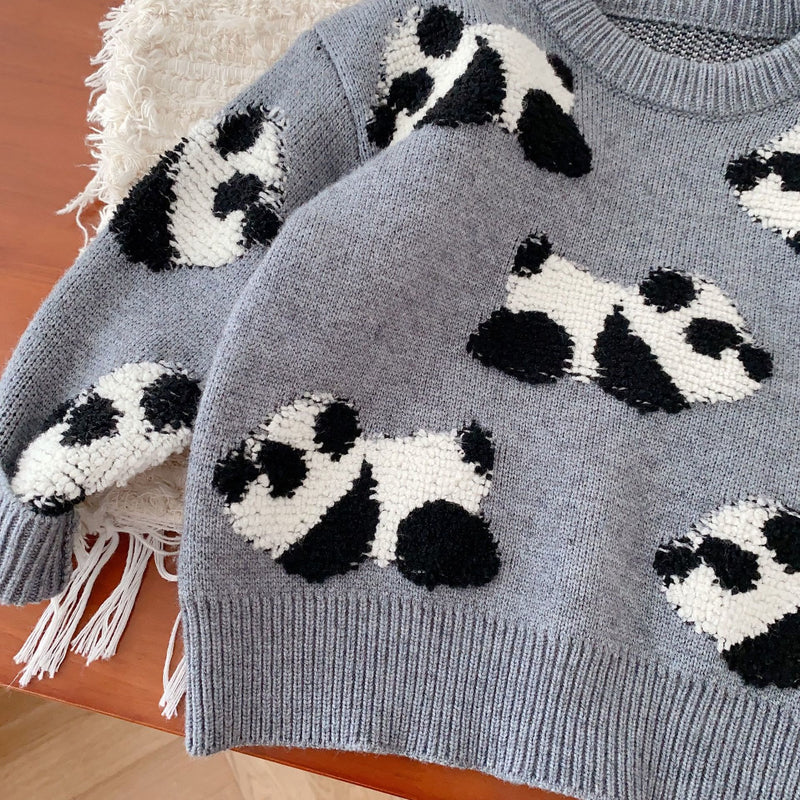 Toddler Lovely Panda Knitted Jacquard Sweater