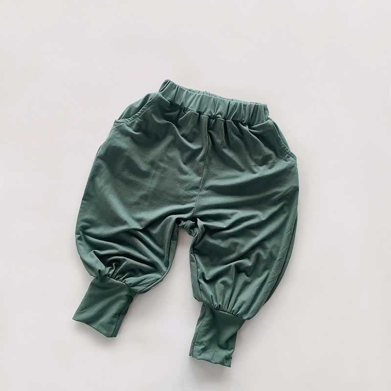 Toddler Boy Retro Solid Color Loose Pants