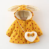 Baby Toddler Ears Strawberry Quilted Coat with Bag