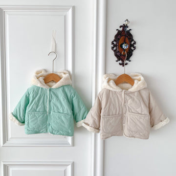 Baby Hooded Reversible Quilted Bear Coat