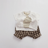 Toddler Boy Retro Plaid Linen Capri Pants
