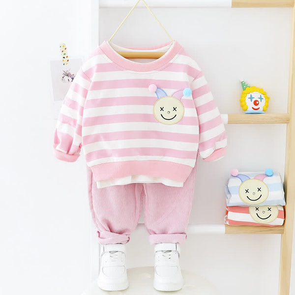 Baby Toddler Smiley Striped Sweatshirt and Pants Set