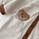 Baby Bear Button Waffle Pocket Romper Cardigan