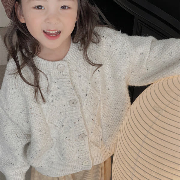 Toddler Colour Mixture Knitted Plaid Cardigan