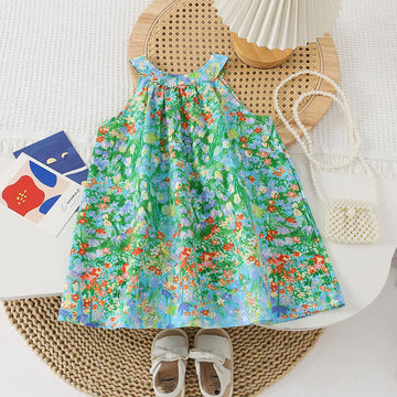 Toddler Girl Flower Summer Halter Neck Dress