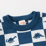 Toddler Dinosaur Plaid Knitted Lovely Vest