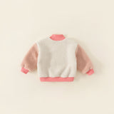 SAY Toddler Girl Fleece Contrast Sleeves Sweatshirt