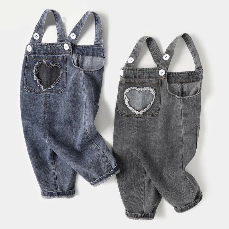 Baby Denim Heart Buckle Overalls