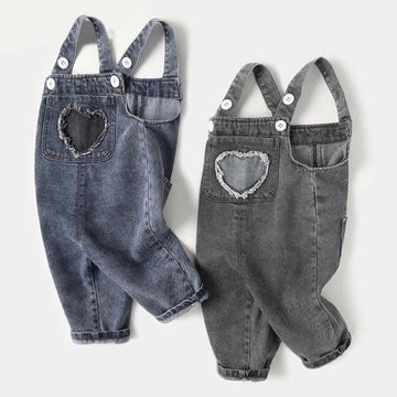 Baby Denim Heart Buckle Overalls