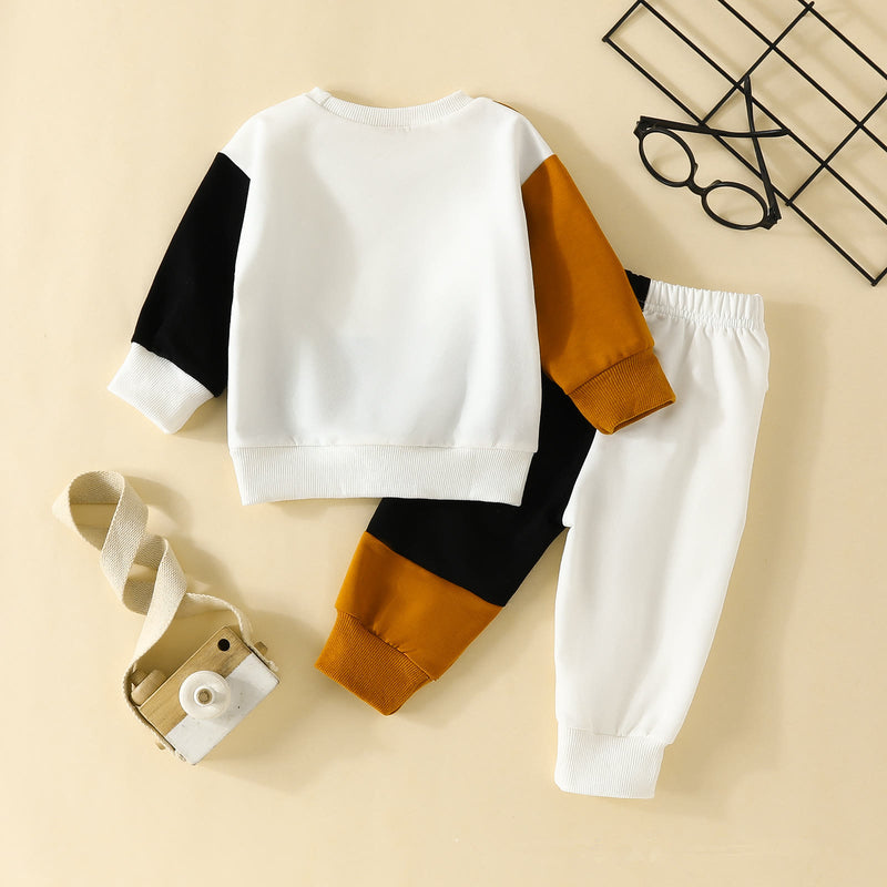 Baby Design Color Block Sweatsuit 2 Pieces Set