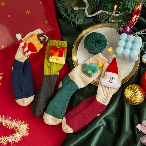 Baby Christmas 3D Doll Warm Floor Socks