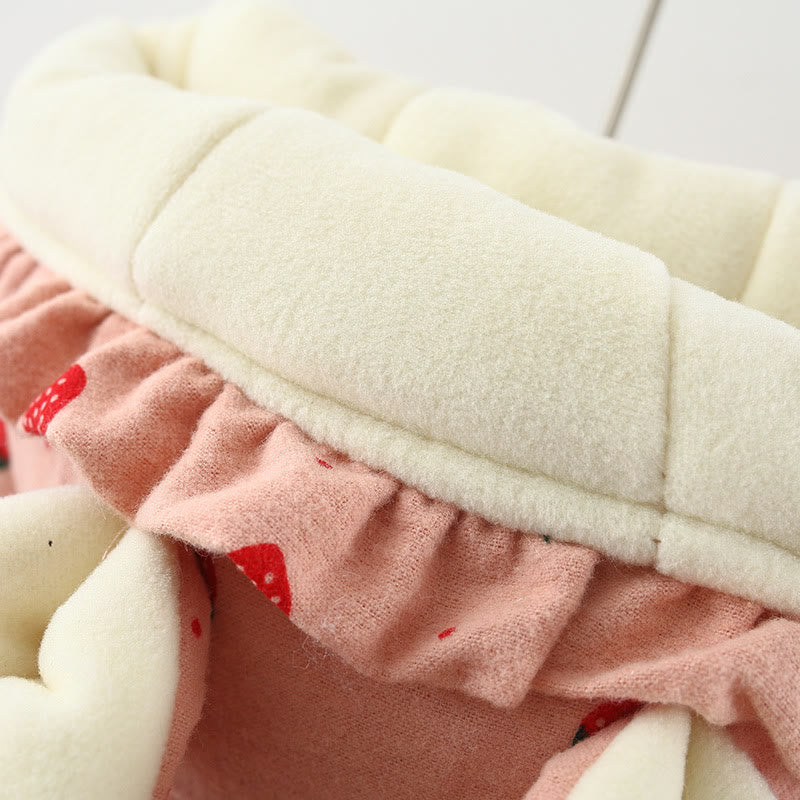 Baby Toddler Ears Strawberry Quilted Coat with Bag
