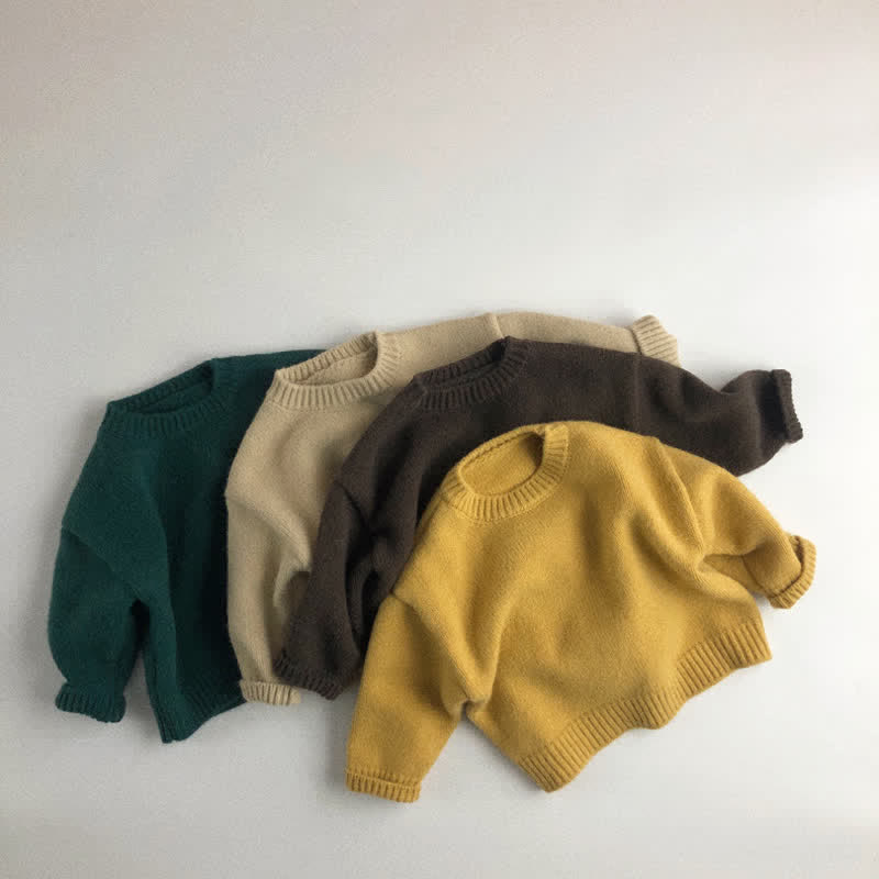 Toddler Boy Solid Color Crew Neck Sweater
